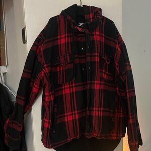 ZTR Red and Black Plaid Hooded jacket